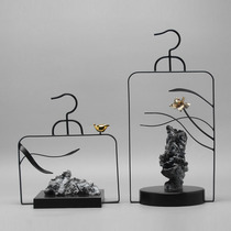 New Chinese Modern Creative Iron Art Stone Swing Piece Boilerplate Room Hotel Living Room TV Cabinet Xuan Guan Soft Adornment