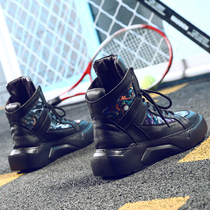 Spring and Autumn Leather High Board Shoes Breathable Korean Graffiti Leisure Joker Leather Boots Hip Hop trendy shoes Mens Gao Bang Shoes