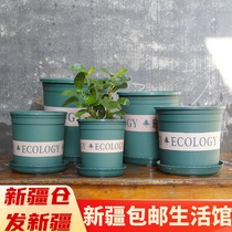 Xinjiang flowerpot plastic gallon pot thickened root control breathable fleshy green dill balcony planting rose large flowerpot