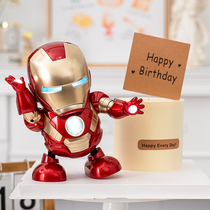 Net red singing superhero robot birthday cake decoration cartoon superman kraft paper card