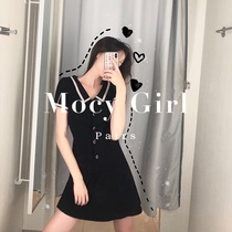 Sandro asw doll collar dress women's 2022 new Korean temperament waist slim V collar short skirt