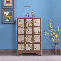 New Chinese style bedroom American style painted solid wood retro drawer living room porch drawer type large capacity storage decorative cabinet