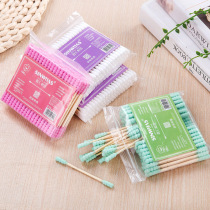 Full childrens wood sticks out of ear cotton swab makeup cotton stick makeup cotton stick disposable double-head cotton stick
