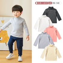 Spring and autumn models for male and female children small and high collar autumn clothes winter baby half height collar bottom shirt pure cotton elastic long sleeve blouse clothes
