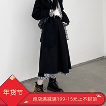 PCGO]PLANLESS Yamamoto Yaoshi Silk Slide Fake Two Snake Splice Skirt Girls Casual Skirt