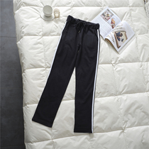 Autumn new casual pants straight pants sports pants trousers womens high waist Korean version of Joker college style black pants