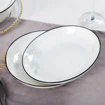 Jingdezhen ceramic plate dish plate Household creative simple dumpling plate soup plate Shallow plate Nordic Japanese tableware single