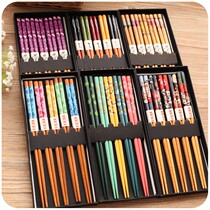 Colorful public luxury good-looking green pointed chopsticks Bamboo chopsticks set exquisite boy solid wood chopsticks