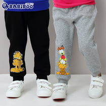 BABiBOO children female Boy pants autumn 2021 Spring and Autumn New Tide leisure sports trousers plus velvet loose loose