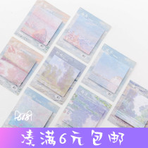 Creative oil painting style Square Post-it notes can be torn message N Post small notebook memo record note note note