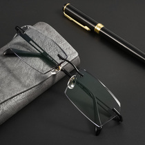 Myopia glasses men have a degree with a large face Ultra-light anti-blue light radiation pure titanium frameless myopia cut edge eyes Finished product