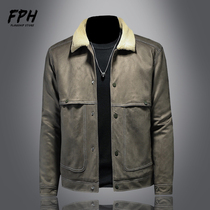 Suede Suede Jacket Men Short autumn Winter Thickened Tooling Korean Version Trendy Casual Suede Cashmere Wool Jacket Male