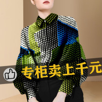 High-end big-name silk shirt womens 2022 spring new lantern sleeve design niche shirt mulberry silk top