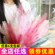 ins feather decoration hairy grass simulation flower living room decoration fake flower landing dry flower single net red wind Silk Bouquet
