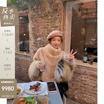 CC fur golden powder family imported new cloak mink fur coat women mink fur coat winter