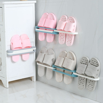 Paste the bathroom wall on the slipper rack wall-mounted turn corner foldable drain shoe holder rack punch-free suction wall