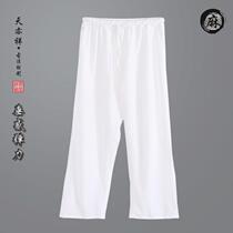 Summer Thin Linen Stretch Chinese Tang Dress Men's Pants Leisure Chinese Style Hanfu Meditation Lay Tai Chi Pants