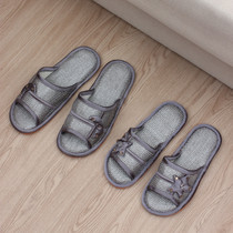 Spring and summer fabric indoor men and women soft floor slippers couples comfortable silent non-slip home beauty salon breathable