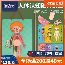 mideer miraffe child human body cognition hanging board baby magnetic patch early to teach puzzle toy 3 years old 