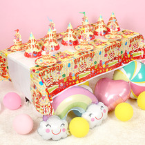 Happy Birthday Theme Red Package Childrens Festival party Arrangement 6-person Package party Table Decoration