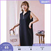 (Qingkura RMB80 ) Large code Spring loaded with simple casual even cap wide shoulder sleeveless and open fork vest with dress