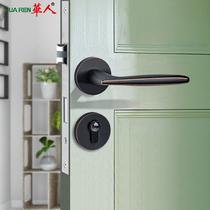 Nordic door lock Indoor bedroom solid wood door handle American retro bronze black minimalist Villa Lock Villa Door Lock