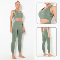  2021 new European and American yoga suit suit sports running seamless fitness suit bra leggings sportswear women