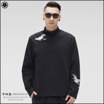 Semi-casual concentrated national style embroidered sweater Spring crane hip-hop street fashion trend brand dance jacket high-neck long-sleeved mens clothing