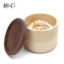First heart wooden jewelry box simple European style solid wood jewelry box earrings earrings earrings hand jewelry storage box small