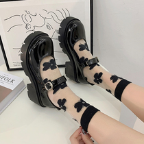Small Leather Shoes Woman New Line Button Softgirl Day Ensemble Retro Mary Treasures Shoes Thick Bottom Loretta Students Jk Uniform Shoes