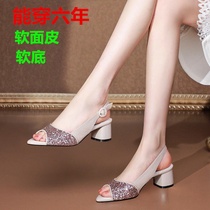 Work fish mouth sandals womens 2021 new fashion womens shoes thick heel medium heel wild womens shoes