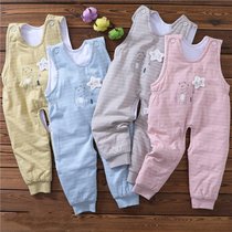 Infants and children down cotton warm back pants boys and girls autumn and winter thin velvet wear baby Open-end cotton pants