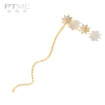 Sterling silver earrings exquisite Super fairy personality simple Net red ear ornaments flower hipster asymmetric earrings thin