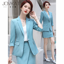 Big-name suit suit female summer small man slim fit seven-point sleeve professional wear Korean temperament host white-collar suit