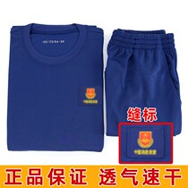 Fire short sleeve physical training suit flame blue summer short sleeve T-shirt Blue Rescue sports round neck shirt