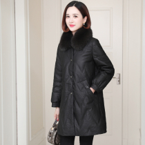 zqqz leather down jacket women short fox fur collar 2021 Winter New thick sheepskin leather jacket 1588