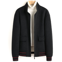 Autumn and winter thick trendy double-sided woolen short youth stand neck wool cashmere coat stand neck zipper jacket jacket