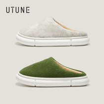 (two-double-dress) Uber Day style ultra-thick bottom antibacterial warm cotton slippers autumn winter home male couple female non-slip