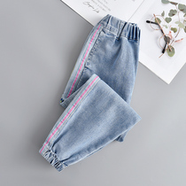 Big girl jeans thin 2021 New Autumn Spring and Autumn wear Foreign style autumn trousers children womens pants autumn