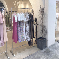 Clothing store display stand silver floor hanger womens display rack clothes stainless steel rack combination shelf