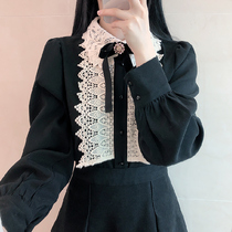 Shirt woman design feeling small crowd 2022 Spring and autumn new Korean version lace butterfly knot temperament Nitch bottom blouses