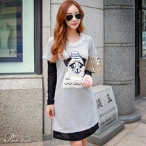 Long sleeve dress pink doll Spring and Autumn New Fashion loose fake two piece long sleeve A- line dress dress