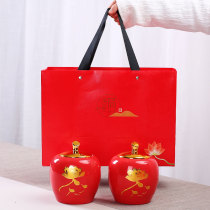 Tea gift box empty box big tea box empty high grade box small ceramic jar half a catty Black Tea Green Tea white tea