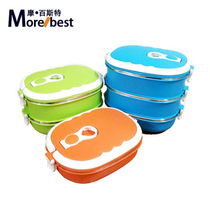 Student multi-layer combination rectangular stainless steel lunch box double insulation portable bento box spot