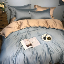 Spring Summer Brief About 80 Bifacial Sky Silk Four Pieces Fashion Pure Color Lesel Silk Skating Silk Naked Bedtime Bedding