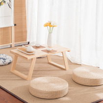Tattoo balcony solid wood small coffee table simple sitting low table low sitting for eating bedroom Japanese dining table living room