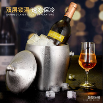 Stainless steel ice bucket thickened beer keg Commercial creative red wine ice bucket Champagne bucket Bar supplies ktv ice wine bucket