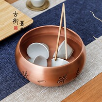 Tea washing large number pen dishwashing Japanese tea set accessories washing tea cup tea bearing water Meng Zi copper building washing tea tank tea slag tank