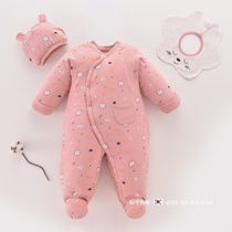 South Korean baby buns feet one-piece clothes winter clip cotton warm cotton clothes begs baby to go outside to wear hug