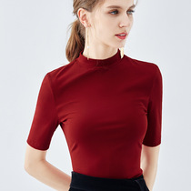 Small round collar middle sleeve spring summer 50% sleeves Latin dance blouses National Peumen Moden to dance and dance costumes women
